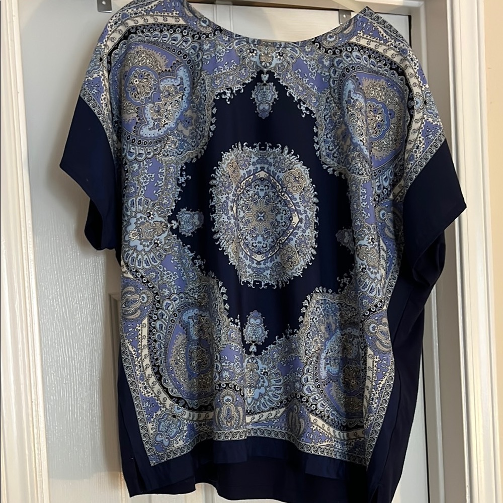 Chico's Blue Boxy Graphic Blouse